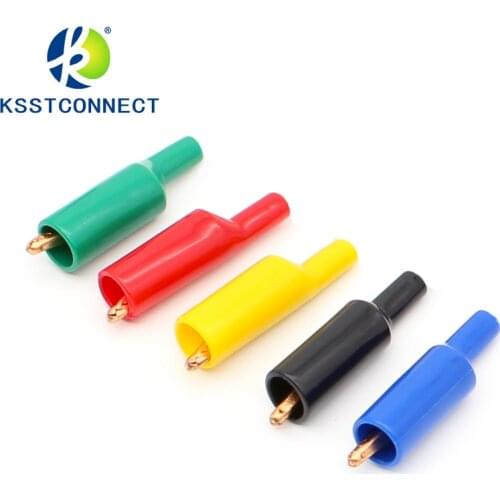 CC60C Solid copper Crocodile Alligator Clips with PVC insulator 10A Current 4mm Socket connction