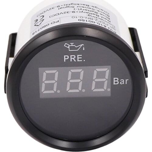 52mm Digital Oil Pressure Gauge Meter 0-10 bar For Car Marine Auto With Backlight 12V/24V
