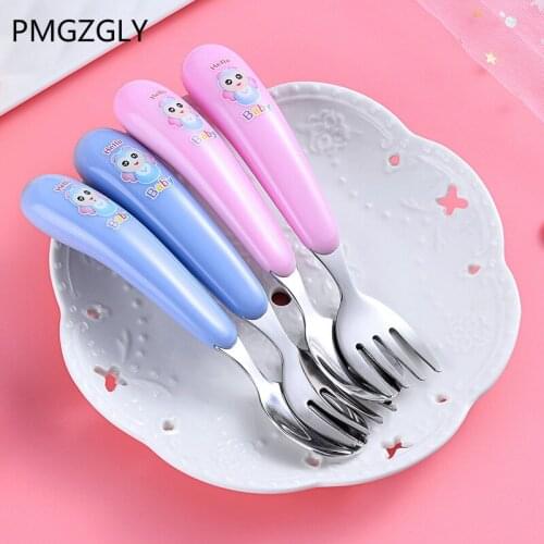 Children Utensil Stainless Steel Toddler Dinnerware Cutlery Cartoon Infant Food Feeding Spoon Fork Baby Gadgets Tableware Set