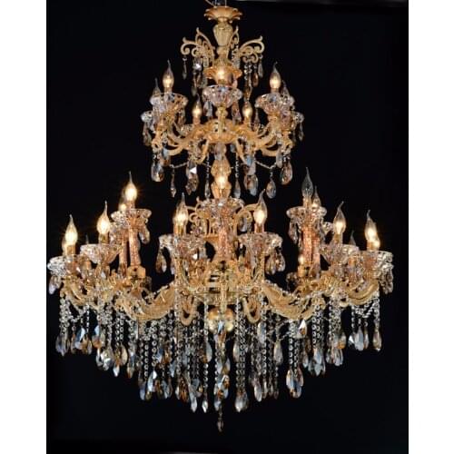 European Alloy Golden Crystal Chandelier Lighting D110cm 28L Cristal Lustres Light Fixture Chandelier Crystal for Hotel Project