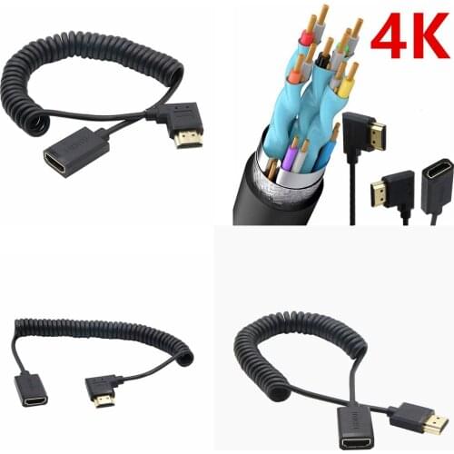 High-speed HDMI-compatible coiled cable 4K*2K@60HZ OD3.2mm left/right corner male to female extension cable 1.2m