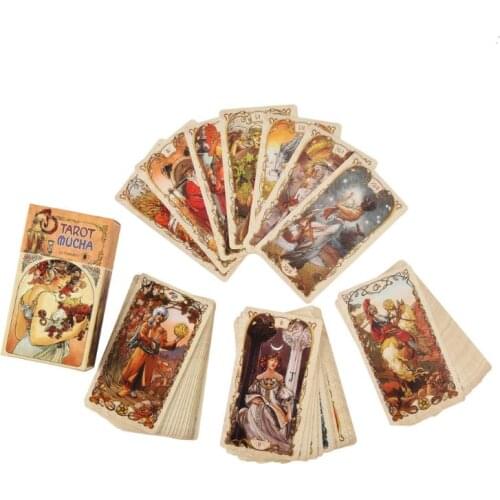 78pcs English Tarot Mucha Cards Deck Divination Oracle Card Funny Family Game