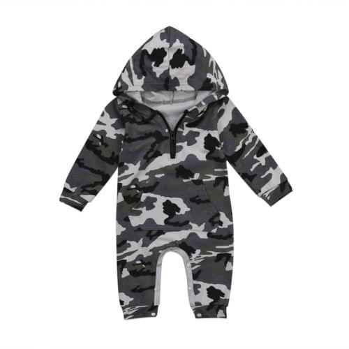 Newborn Baby Infant Boy Girl Romper Hooded Jumpsuit Camo Hooded Long Sleeve Jumpsuit Outfits Clothes New