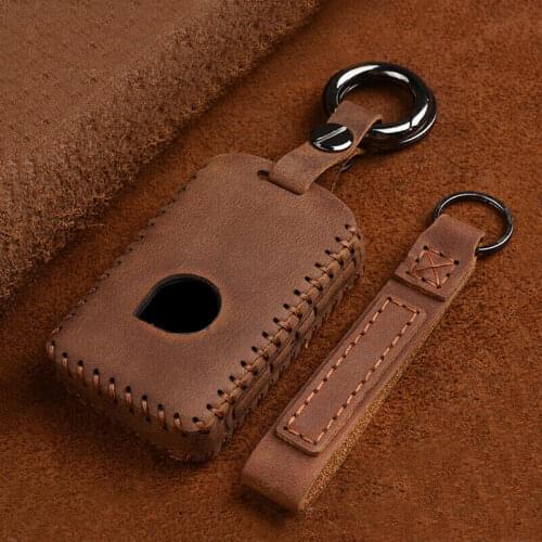 Handmade Leather Remote Key Cover Case for Volvo XC40 XC90 XC70 S60 S80 S90 C30 V70 V90 Car Accessories with keychain