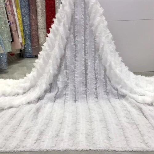 Beautifical White african lace fabrics Latest bridal chiffon net lace fabric for wedding 3d french lace fabric JRB-5.7701