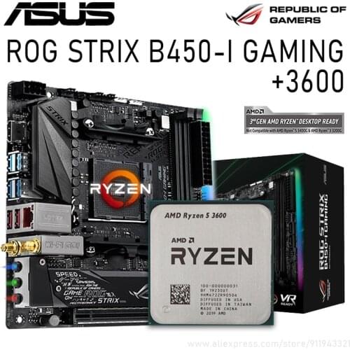 Asus ROG STRIX B450-I GAMING B450 With Ryzen 5 3600 Motherboard Set PCI-E 3.0 DDR4 32GB SATA III Motherboard Placa-mãe Kit New