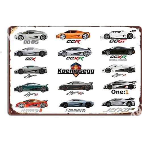 Koenigsegg Lineup Metal Signs Cinema Living Room Living Room Painting Décor create Tin sign Posters