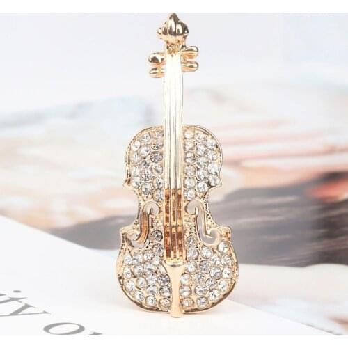 Fashion All-match Violin Brooch Accessories Alloy Drip Oil Hot Sale