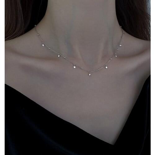 Real 925 Sterling Silver Geometric Round Choker Necklace For Fashion Women Minimalist Fine Jewelry Cute Accessories gift