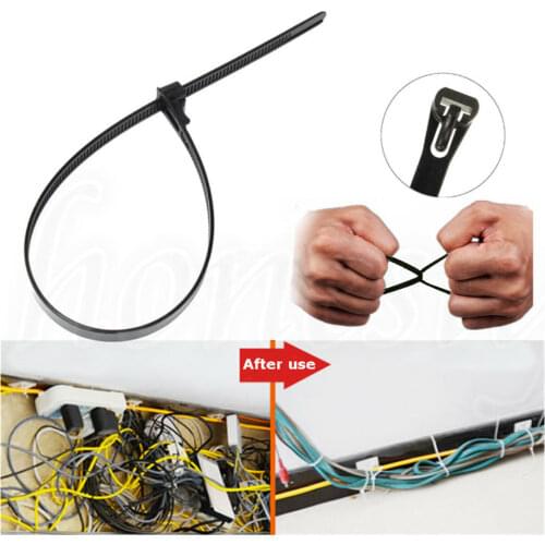 8*450mm Nylon Plastic Releasable Reusable Cable Tie Zip Wraps Ratchet Ties Wire