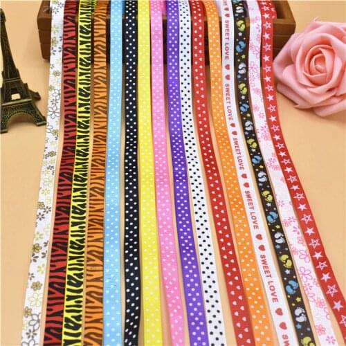 New 5 Yards 3/8" 10mm Cartoon Printed Cute Grosgrain Ribbon Wholesale For Crafts DIY Clothing Ingredients Lace Ribbon ruban