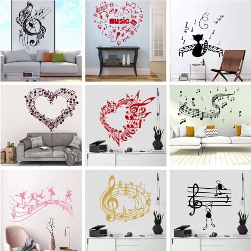 NEW Pop fashion rock music notes Vinyl Self Adhesive Wallpaper For Kids Rooms Decoration Wall Decal Home Decor