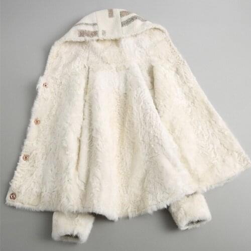 2020 New Thick Woolen Coats Hooded Natural Lamb Liner Warm Winter Women Fashion Womens Fur Coat 18603 WYQ1746