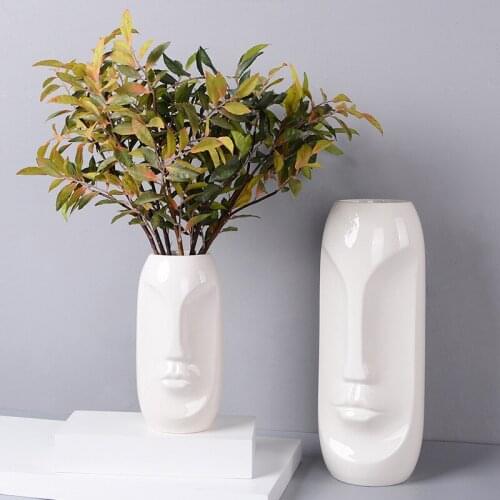 2021 New Living Room TV Cabinet Ceramic Face Vase New Dry Flower Green Plant Flowerpot Ornament Dumb Face Crafts