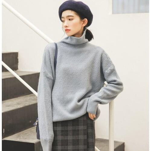 Autumn Winter Girl Sweaters Female Loose Soft Long Sleeve Pullovers Women Student Solid Color Casual Simple Knitted Top H9394