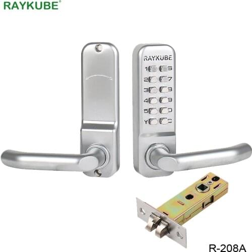 RAYKUBE Password Door Locks Digital Mechanical Code Keypad Password Keyless Door Lock Zinc Alloy Waterproof R-280A