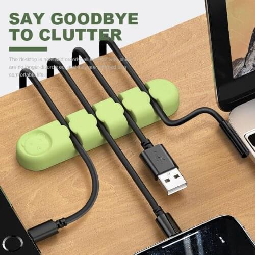 Five-Hole Silicone Desktop Cable Fixer Cable Winder Cord Organizer Earphone Holder Charger wire fixing device Desktop Phone Cabl
