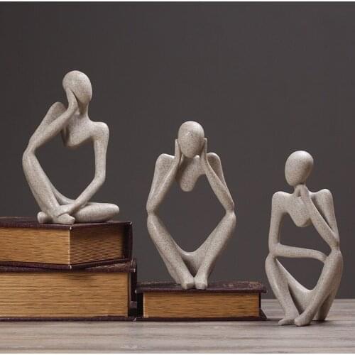 Resin Abstract Thinker Statues Office Home Decoration People Sculptures Figurines Miniature Craft Living Room Decor Accessories