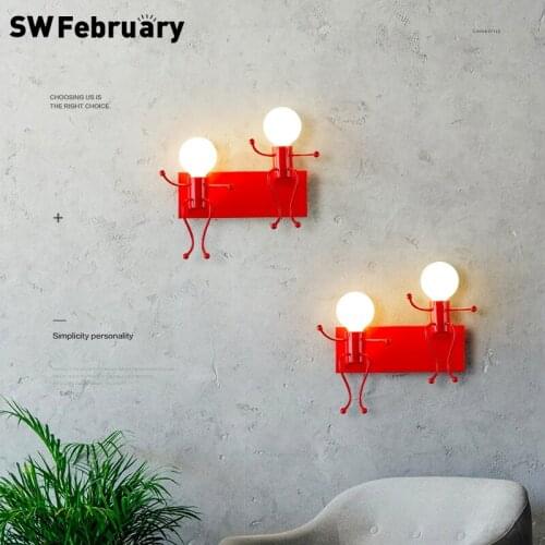 LED Wall Lights Modern Retro Industrial Wind Wrought Iron Art Villain Creative Lamp For Home Childrens Room Bedroom Wall Lamps