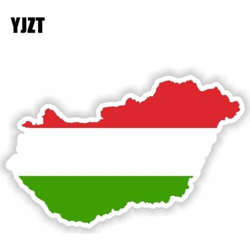 YJZT 17CM*11CM Creative Hungary Map Flag Helmet PVC Decal Car Sticker 6-1640