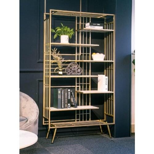 Iron bookshelf Nordic style simple living room shelf modern study bookcase floor display shelf