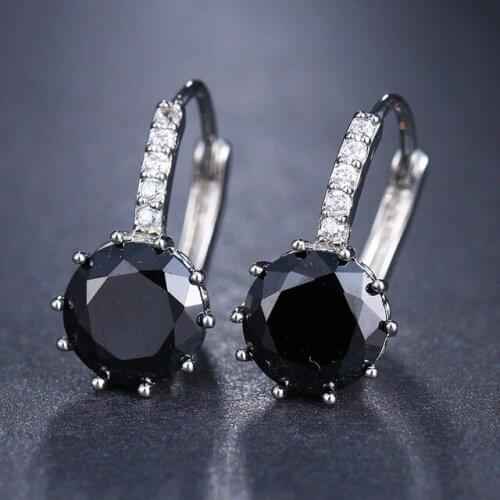 Fashion Shinning CZ Zircon Stud Round Stud Earrings For Women Silver Color 11 ColorsPendientes Jewelry Statement Earrings