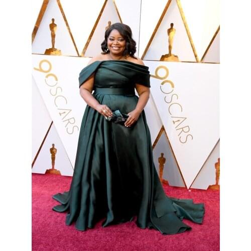 Long Strapless Mermaid Green Celebrity Dresses with Pockets Robe De Soiree Floor Length Satin Formal Gown for Women