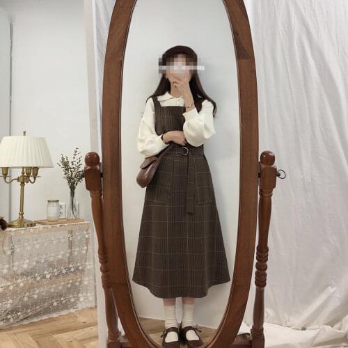 Plus size Summer Dress Girls Boho Party Female Vintage Dress shirt brown plaid sundress Women Dresses Long Robe Vestido