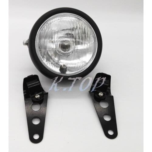 ZORBYZ Universal Motorcycle Black Metal Retro Front Headlight WIth 28-34mm Fork Mount bracket For Honda Yamaha Harley Cafe Racer