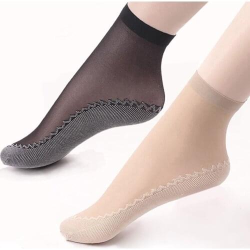 1 Pair Velvet Women Socks Summer Style 4 Color Sock Thin Transparent Socks Elastic Short Wear-Resistant Bottom Breathable W0001