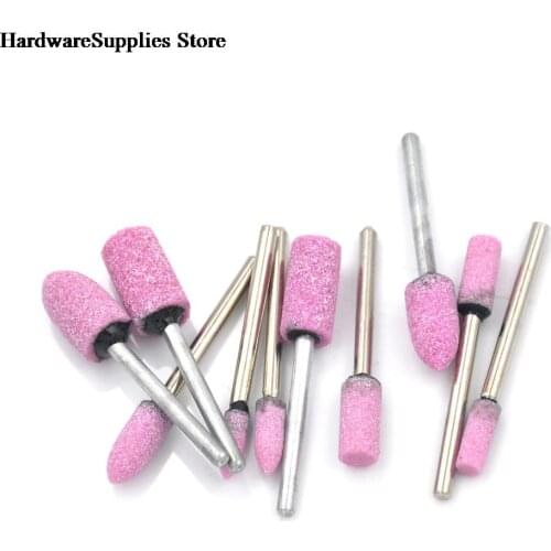 10pcs Fashion Pink Mounted Stone Rotary Tool Grinding Wheel 1/8 Shank For Dremel corundum