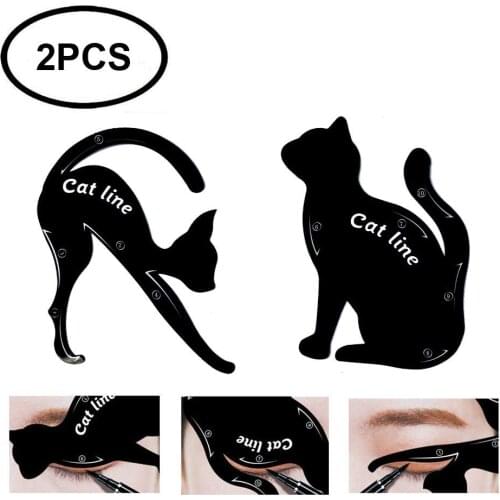 2pcs/Set Cat Eyeliner Stencil Eye Liner Models Tool Pro Eyebrow Template Tool Novice Makeup Eyeliner Aid For Women Girls