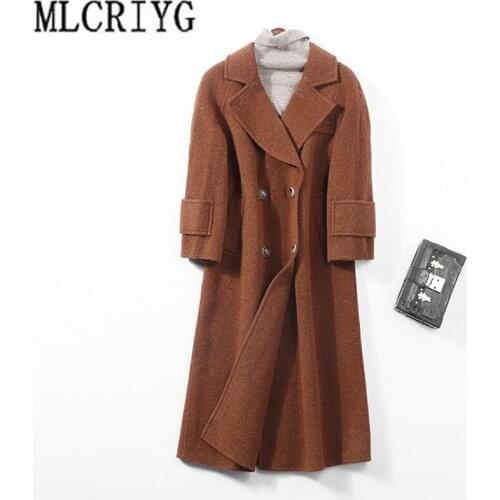 2020 Korean Wool Coat Female Autumn Winter Long Alpaca Jackets for Women Double-sided Wool Coat Of Womens Cashmere casaco YQ032