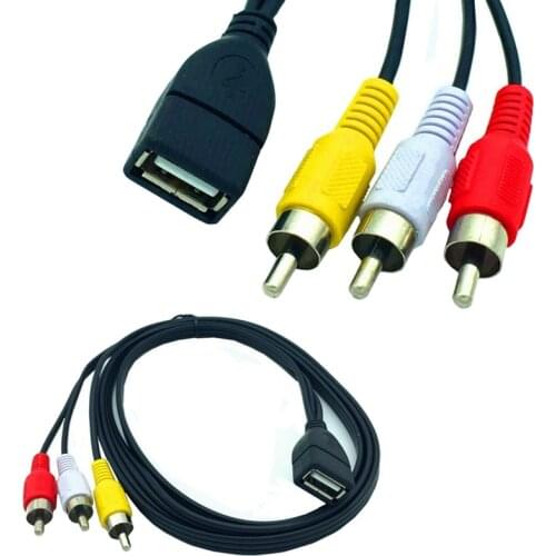 5 feet/1.5m USB Female to 3 RCA Male Audio Converter Video AV A/V Cable Camcorder Adapter USB to RCA Cable for AV Port TV Box