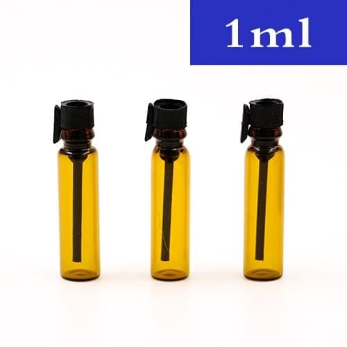 50/100/300/500pcs 1ml/2ml empty Mini brown glass Vials Small Sample Test tube perfume bottle Refillable jar travel bottle
