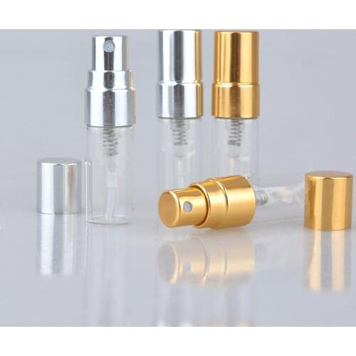 50pcs/lot 2ml Portable Glass Refillable Perfume Bottle with Aluminum Atomizer Empty Parfum Case for Traveler