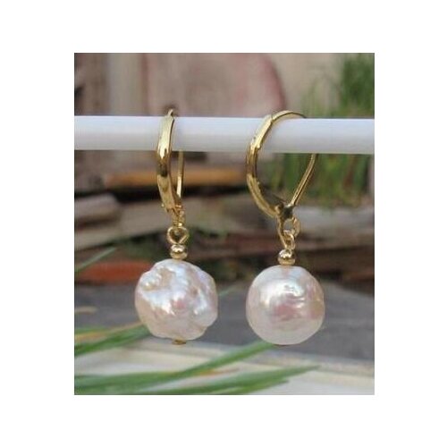 Noble jewelry charming 10x11mm natural sea gold pink drop pearl earrings 14K/20 YELLOW GOLD hook
