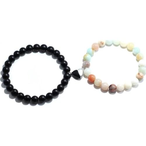 Valentines Day 2pcs Lovers Bracelet Yin Yang Matching Magnetic Braslet Couple Natural Onyx Ceramics Evil Eye Braclet Men Female