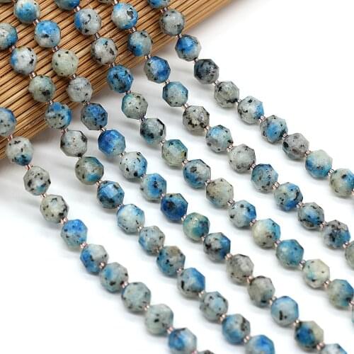 New Natural Faceted Stone Beads 8mm Irregural Shapen Loose Beads for Making Jewelry Necklace Length 38cm