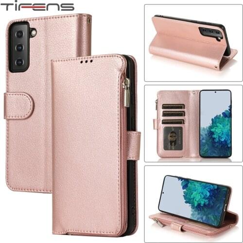 Zipper Flip Wallet Case For Samsung Galaxy S21 S20 FE Lite S10 E S9 S8 Note 8 9 10 20 Ultra Plus Leather Stand Phone Bags Cover