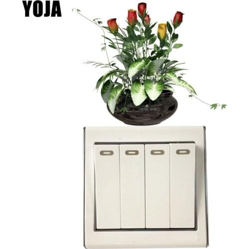 YOJA Potted Black Round Ceramics Creative Switch Wall Sticker Room Bedroom Decor Personalized 8SS0558