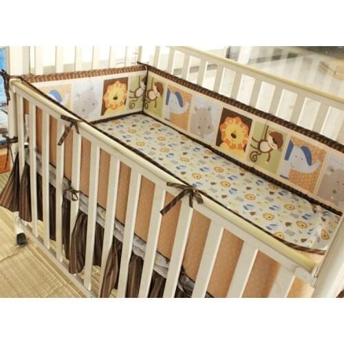 5pcs Embroidery baby bedding sets, protector de cuna Baby Cot Bedding Sets For Cot,Baby Bumper Set ,include (4bumper+bed cover)