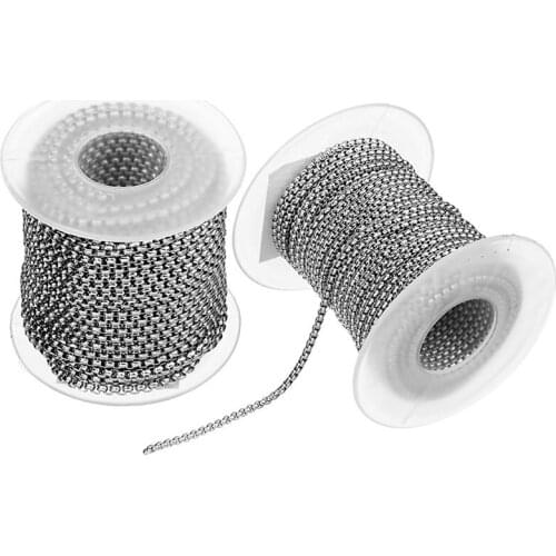 Julie Wang 10 Yards 2/2.5/3mm Square Pearl Chain Stainless Steel Rolo Chains For Necklace Pendant DIY Jewelry Making Accessory