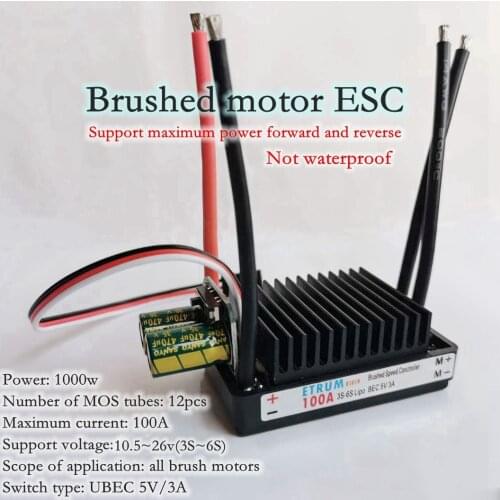ETRUM Bidirectional Brushed ESC 1000w Brushed Motor Electronic Speed Control For 10.5v~26v(3D~6S) Boat Or Car Model UBEC Power S