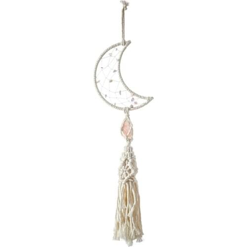 Boho Moon Shaped Tapestry Bohemia Dream Catcher Woven Wall Hanging Pendant Wall Art Decor Crescent Decoration For Living Room