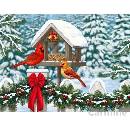 Bird Diamond Painting DIY 5D Snow Animal Rhinestone Christmas Picture Cross Stitch Full Round&square Drill Home Decoration Gift