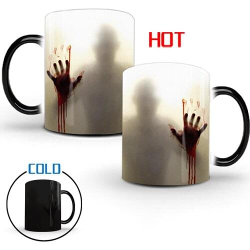 320ml The Walking Dead Printed Coffee Mug Color Changing Heat Sensitive Ceramic Tea Juice Cup Magic Mug Surprise Halloween Gifts