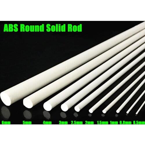 10-50PCS 0.5 to 10mm *250mm White ABS Styrene Plastic Round Bar Rods Diameter