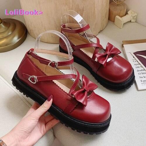 Lolibook Japanese Kawaii lolita Shoes JK Uniform Shoes Mary Janes Shoes Woman lolita dress cosplay Shoes low heel women Shoes