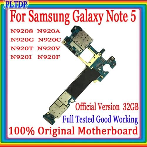 For Samsung Galaxy Note 5 N9208 N920A N920G N920C N920T N920V N920i Motherboard 32G 100% Original logic board Android System